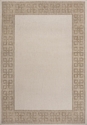 HomeRoots 5' X 8' Cream and Beige Indoor/Outdoor Area Rug – Durable, Stylish, Low-Maintenance for Any Space! 703662