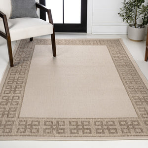 HomeRoots 5' X 8' Cream and Beige Indoor/Outdoor Area Rug – Durable, Stylish, Low-Maintenance for Any Space! 703662