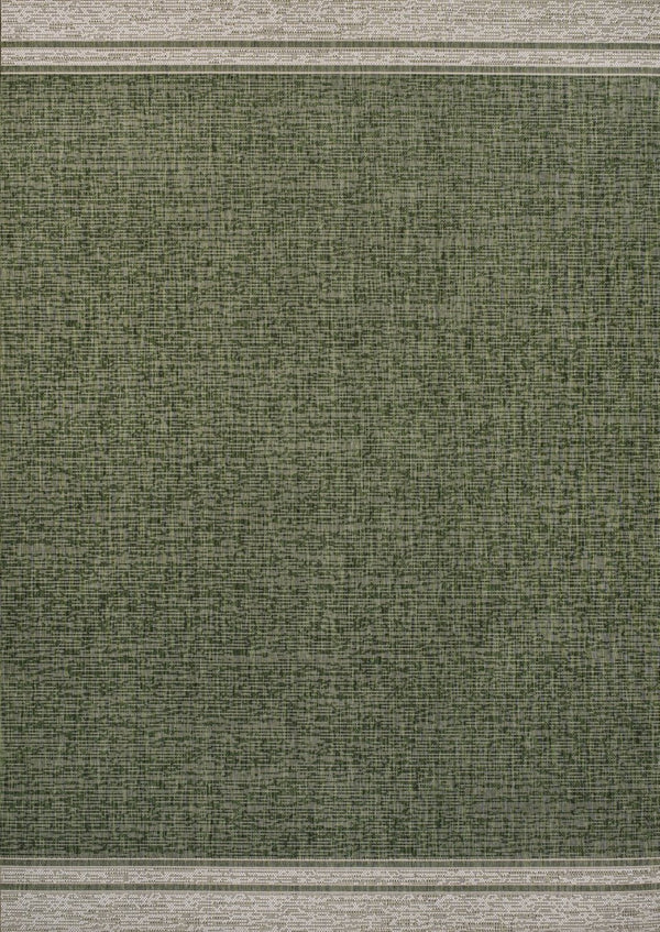 HomeRoots 5' Versatile Green and Cream Indoor Outdoor Area Rug - Durable, Fade-Resistant, Easy to Clean! 703666