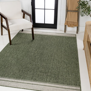 HomeRoots 5' Versatile Green and Cream Indoor Outdoor Area Rug - Durable, Fade-Resistant, Easy to Clean! 703666