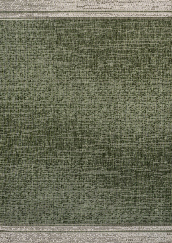 HomeRoots 5' Versatile Green and Cream Indoor Outdoor Area Rug - Durable, Fade-Resistant, Easy to Clean! 703666