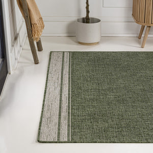 HomeRoots 5' Versatile Green and Cream Indoor Outdoor Area Rug - Durable, Fade-Resistant, Easy to Clean! 703666