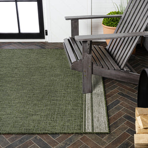 HomeRoots 5' Versatile Green and Cream Indoor Outdoor Area Rug - Durable, Fade-Resistant, Easy to Clean! 703666