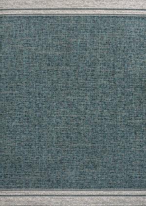 HomeRoots 5' Turquoise and Cream Area Rug – Durable Indoor/Outdoor Accent, Weather-Resistant, Easy Care Design 703670
