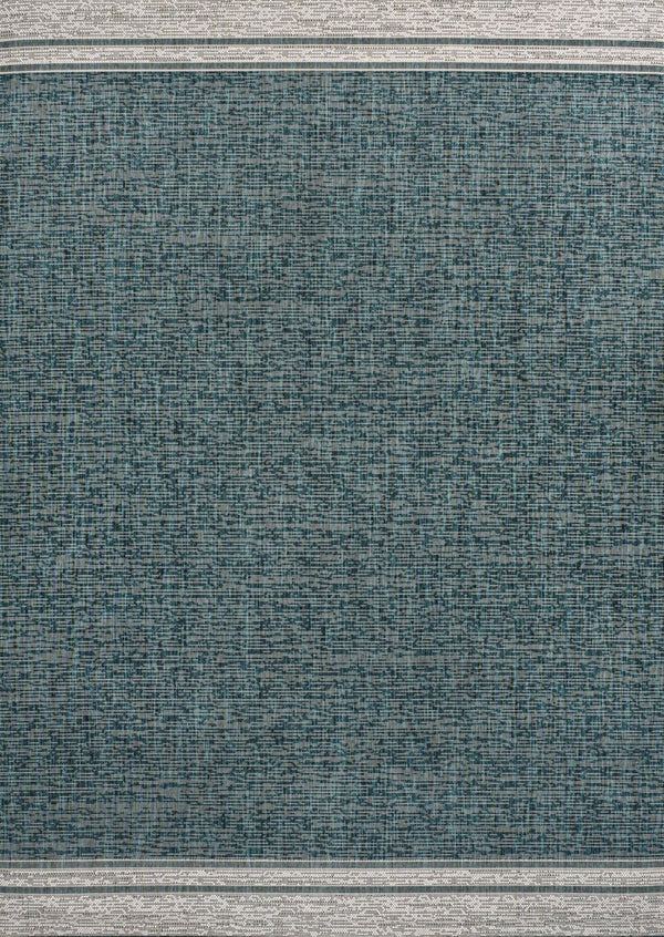 HomeRoots 5' Turquoise and Cream Area Rug – Durable Indoor/Outdoor Accent, Weather-Resistant, Easy Care Design 703670