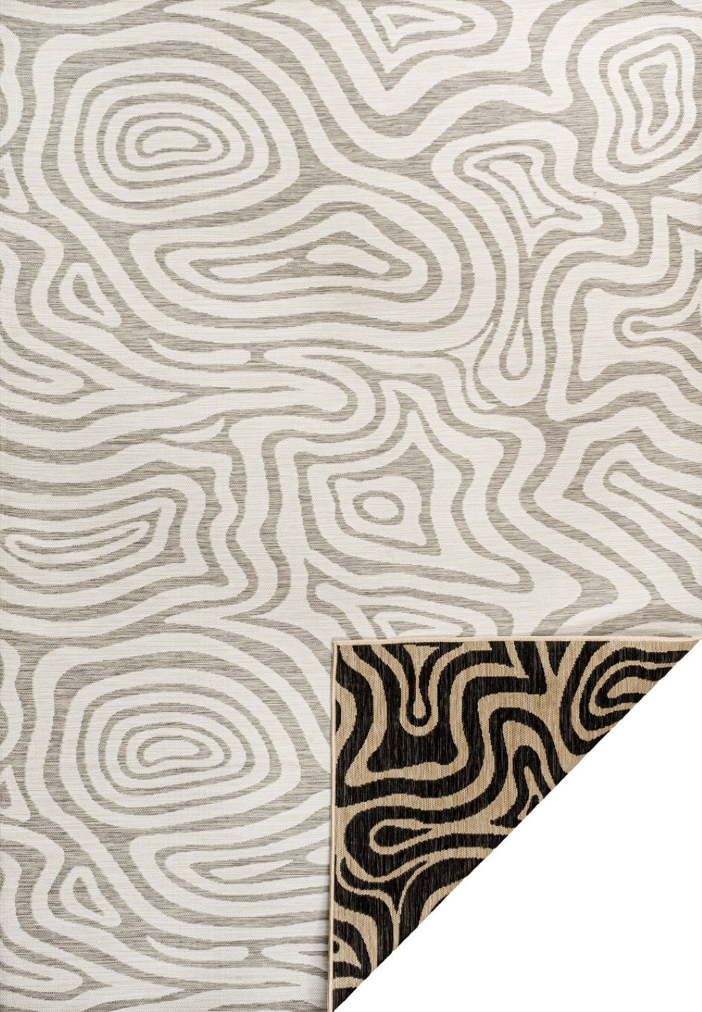 HomeRoots 5' Gray and Cream Abstract Washable Area Rug – Stylish Indoor/Outdoor Design, Easy Care & Durable! 703675