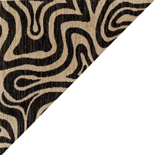 HomeRoots 8' X 10' Gray and Cream Abstract Area Rug - Stylish, Washable, Versatile for Indoor & Outdoor Spaces 703676