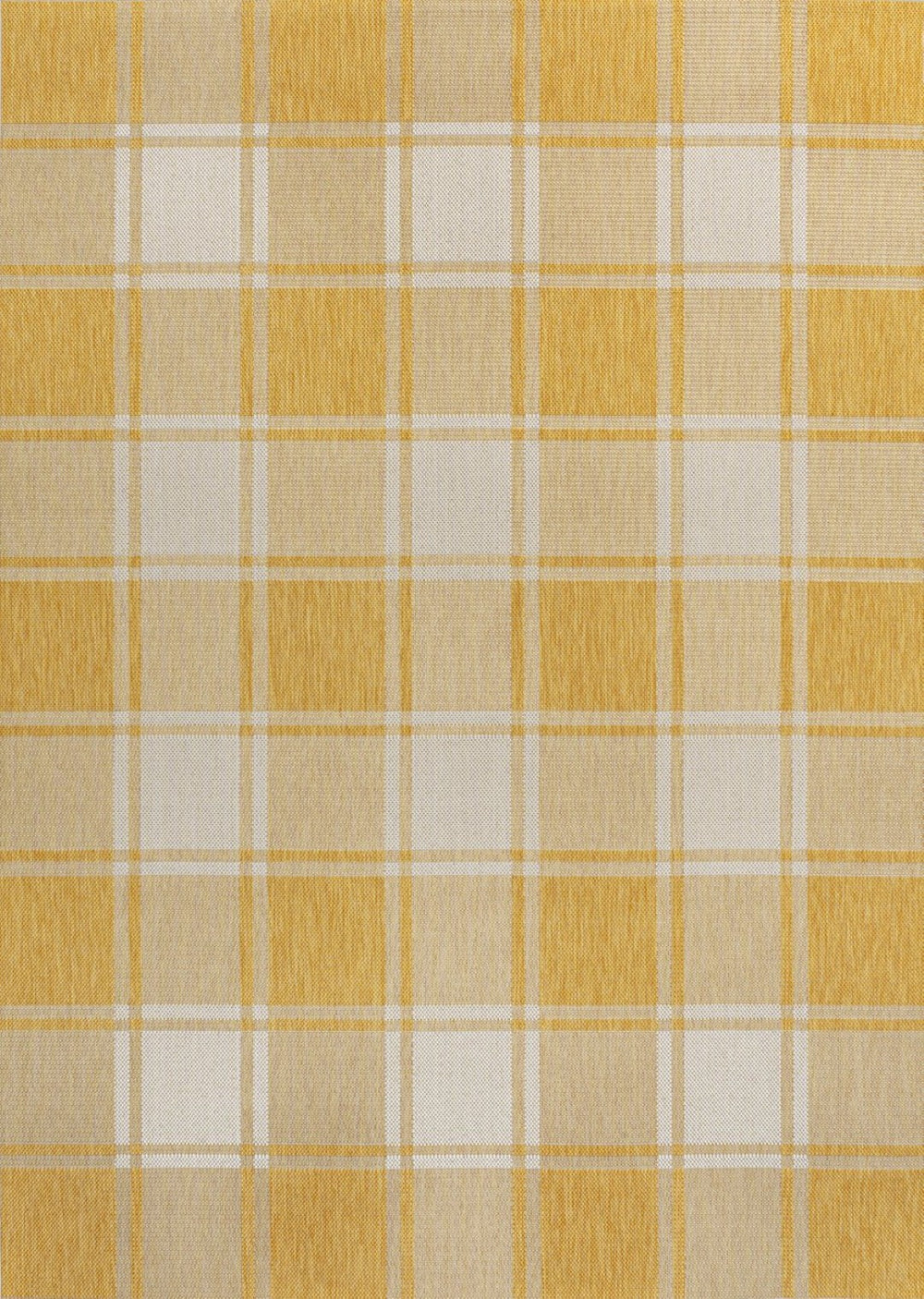 HomeRoots 8' X 10' Yellow and Cream Gingham Area Rug - Indoor/Outdoor Durable Charm for Any Space! 703680