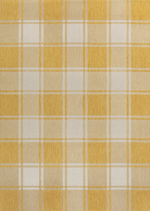 HomeRoots 8' X 10' Yellow and Cream Gingham Area Rug - Indoor/Outdoor Durable Charm for Any Space! 703680