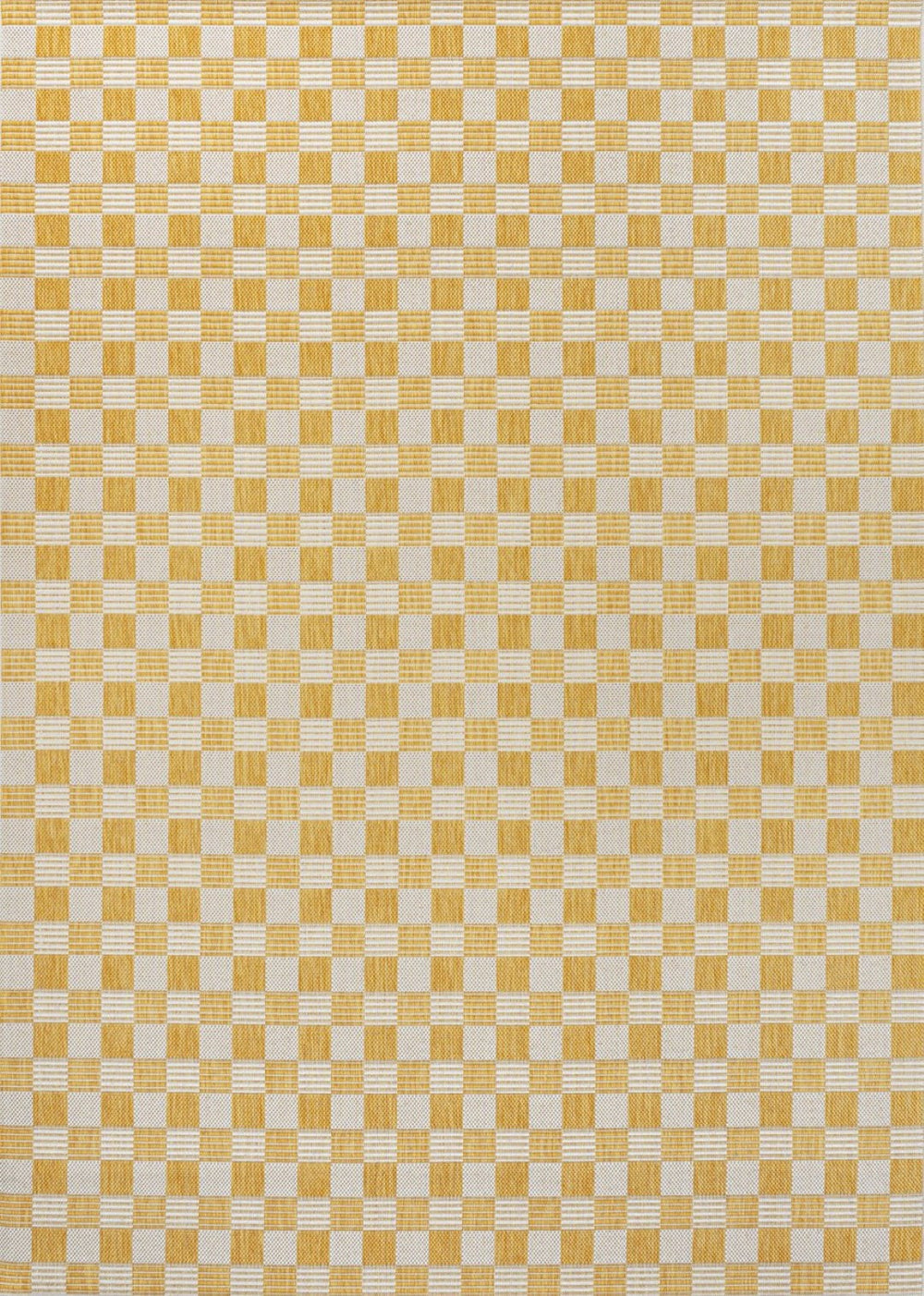 HomeRoots 5' Yellow and Cream Geometric Area Rug - Stylish Indoor/Outdoor Décor, Easy to Clean & Durable Design 703683