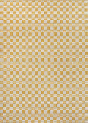 HomeRoots 5' Yellow and Cream Geometric Area Rug - Stylish Indoor/Outdoor Décor, Easy to Clean & Durable Design 703683