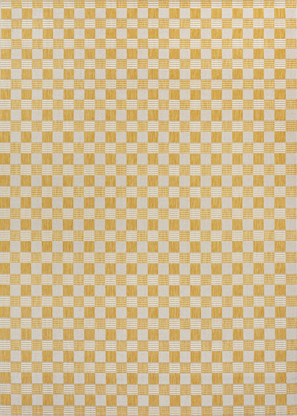 HomeRoots 5' Yellow and Cream Geometric Area Rug - Stylish Indoor/Outdoor Décor, Easy to Clean & Durable Design 703683
