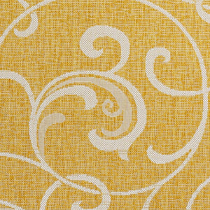 HomeRoots 5' Yellow and Cream Floral Area Rug – Durable Indoor/Outdoor Design for Timeless Charm and Style 703687