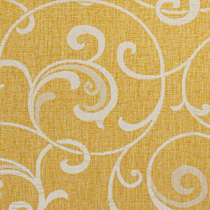 HomeRoots 5' Yellow and Cream Floral Area Rug – Durable Indoor/Outdoor Design for Timeless Charm and Style 703687