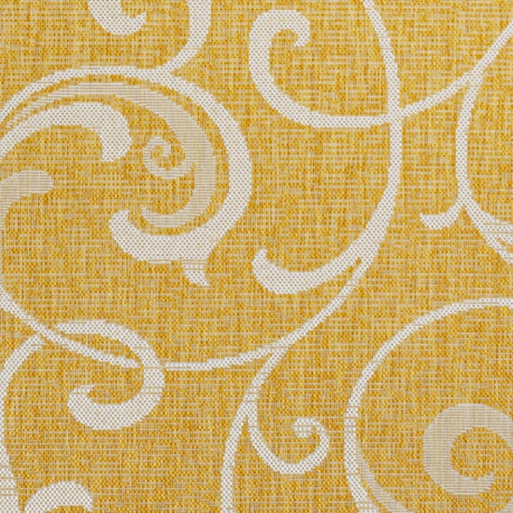 HomeRoots 8' X 10' Yellow and Cream Floral Area Rug - Vibrant, Durable Indoor/Outdoor Design for Any Space 703688