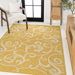 HomeRoots 8' X 10' Yellow and Cream Floral Area Rug - Vibrant, Durable Indoor/Outdoor Design for Any Space 703688