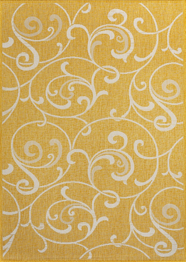 HomeRoots 8' X 10' Yellow and Cream Floral Area Rug - Vibrant, Durable Indoor/Outdoor Design for Any Space 703688