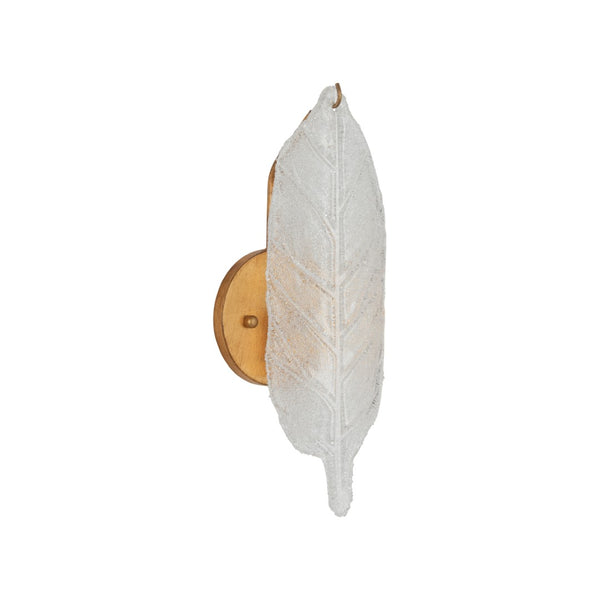 Chelsea House Leaf Antique Gold Leaf Sconce With Handcrafted Metal Leaves, Perched Bird & Crystal Accent — Elegant Ambient Lighting For Hallways, Foyers, Bedrooms 70369