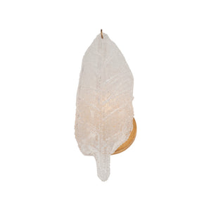 Chelsea House Leaf Antique Gold Leaf Sconce With Handcrafted Metal Leaves, Perched Bird & Crystal Accent — Elegant Ambient Lighting For Hallways, Foyers, Bedrooms 70369