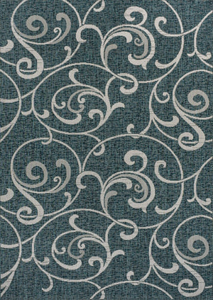 HomeRoots 8' X 10' Turquoise and Cream Floral Area Rug - Stylish Indoor/Outdoor Design for Modern Spaces 703692