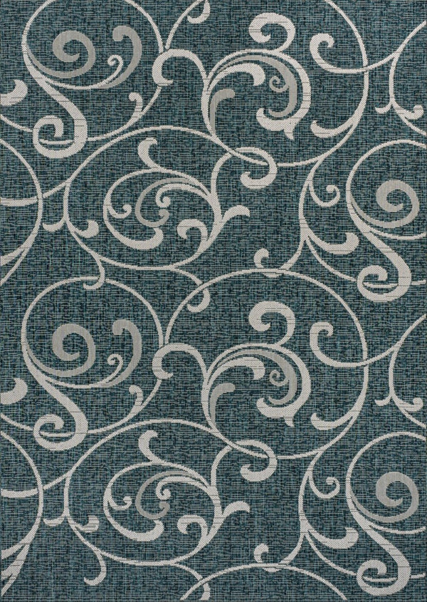 HomeRoots 8' X 10' Turquoise and Cream Floral Area Rug - Stylish Indoor/Outdoor Design for Modern Spaces 703692