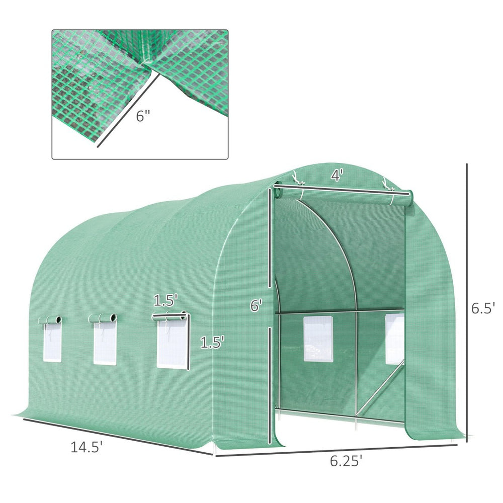 English Elm Walk-in Tunnel Hoop Greenhouse Galvanized Steel Frame Uv Resistant Pe Cover Backyard T3971P384775