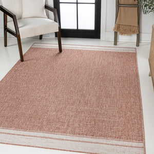 HomeRoots 5' X 8' Salmon and Cream Durable Indoor Outdoor Area Rug for Stylish Patios, Kitchens, and Living Rooms 703703