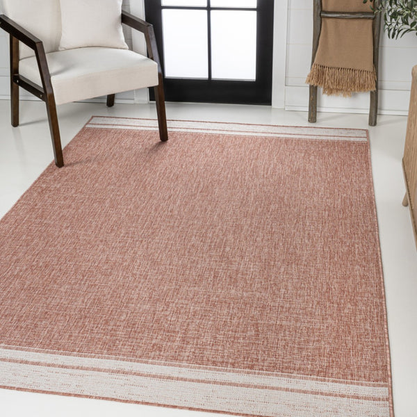 HomeRoots 5' X 8' Salmon and Cream Durable Indoor Outdoor Area Rug for Stylish Patios, Kitchens, and Living Rooms 703703