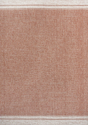 HomeRoots 5' X 8' Salmon and Cream Durable Indoor Outdoor Area Rug for Stylish Patios, Kitchens, and Living Rooms 703703