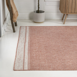 HomeRoots 5' X 8' Salmon and Cream Durable Indoor Outdoor Area Rug for Stylish Patios, Kitchens, and Living Rooms 703703