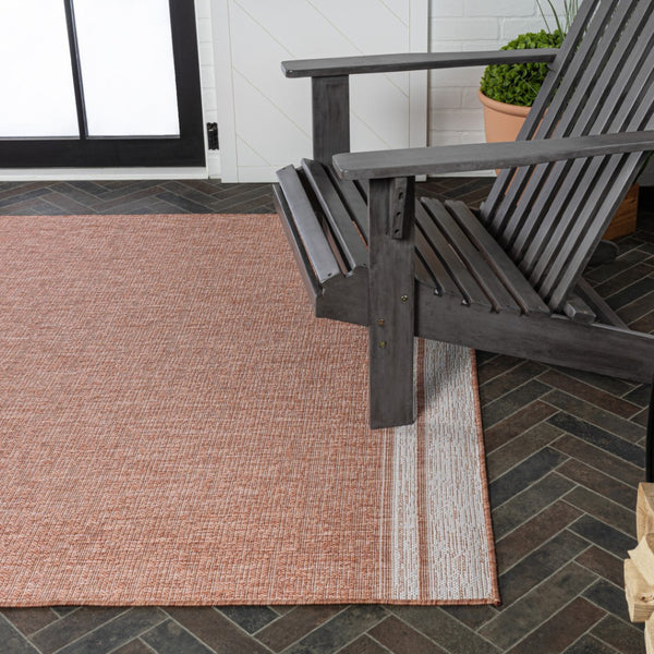 HomeRoots 5' X 8' Salmon and Cream Durable Indoor Outdoor Area Rug for Stylish Patios, Kitchens, and Living Rooms 703703