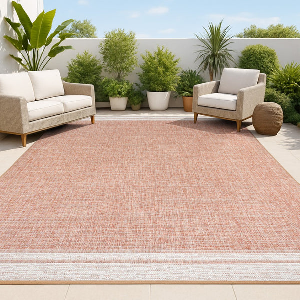 HomeRoots 8' X 10' Salmon and Cream Area Rug – Durable Indoor/Outdoor Comfort Perfect for Any Space! 703704