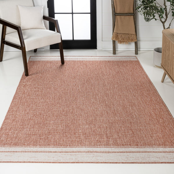 HomeRoots 8' X 10' Salmon and Cream Area Rug – Durable Indoor/Outdoor Comfort Perfect for Any Space! 703704