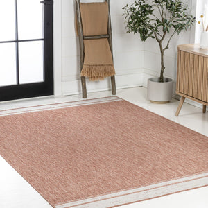 HomeRoots 8' X 10' Salmon and Cream Area Rug – Durable Indoor/Outdoor Comfort Perfect for Any Space! 703704