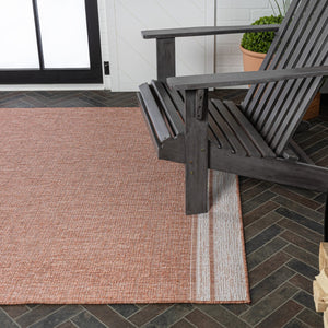 HomeRoots 8' X 10' Salmon and Cream Area Rug – Durable Indoor/Outdoor Comfort Perfect for Any Space! 703704