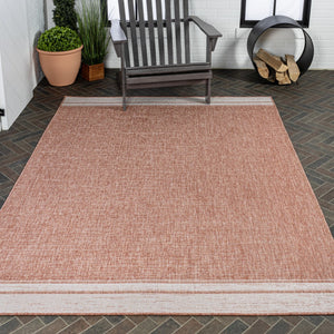 HomeRoots 8' X 10' Salmon and Cream Area Rug – Durable Indoor/Outdoor Comfort Perfect for Any Space! 703704