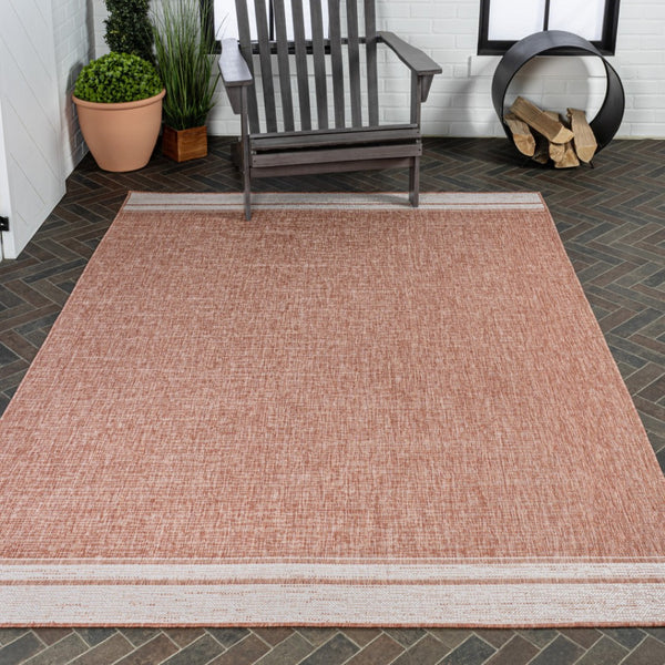HomeRoots 8' X 10' Salmon and Cream Area Rug – Durable Indoor/Outdoor Comfort Perfect for Any Space! 703704