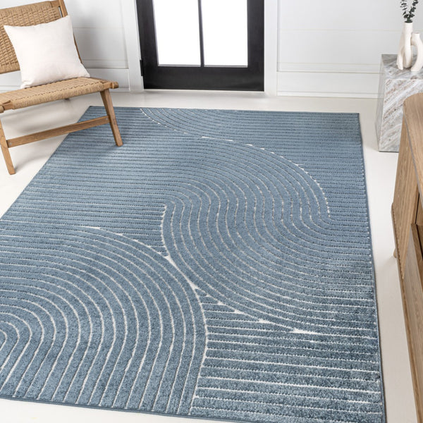 HomeRoots 8' X 10' Dark Blue & Cream Striped Indoor-Outdoor Rug – Durable, Timeless Coastal Charm for Every Space 703714