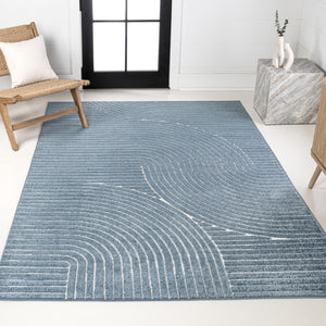 HomeRoots 8' X 10' Dark Blue & Cream Striped Indoor-Outdoor Rug – Durable, Timeless Coastal Charm for Every Space 703714
