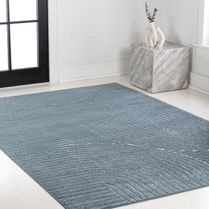 HomeRoots 8' X 10' Dark Blue & Cream Striped Indoor-Outdoor Rug – Durable, Timeless Coastal Charm for Every Space 703714