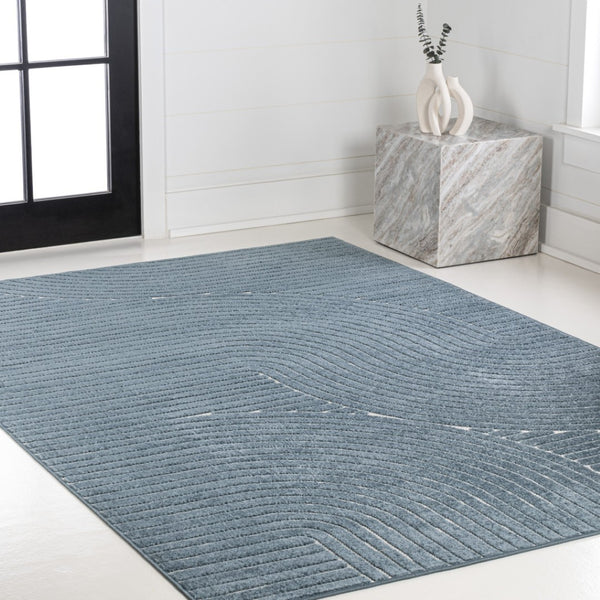 HomeRoots 8' X 10' Dark Blue & Cream Striped Indoor-Outdoor Rug – Durable, Timeless Coastal Charm for Every Space 703714