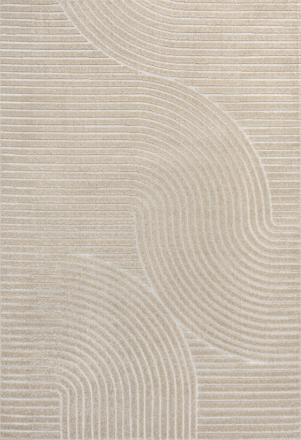 HomeRoots 8' Beige and Cream Striped Area Rug - Versatile Indoor/Outdoor Decor for Living Spaces & Patios 703715