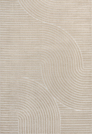 HomeRoots 8' Beige and Cream Striped Area Rug - Versatile Indoor/Outdoor Decor for Living Spaces & Patios 703715
