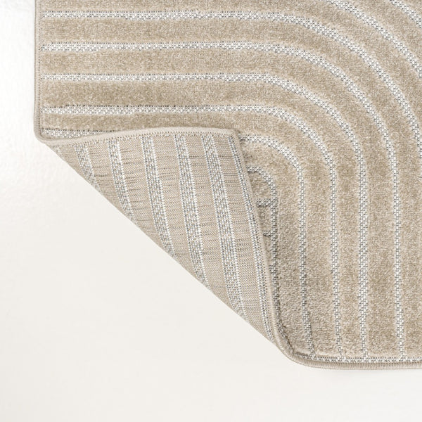 HomeRoots 8' Beige and Cream Striped Area Rug - Versatile Indoor/Outdoor Decor for Living Spaces & Patios 703715