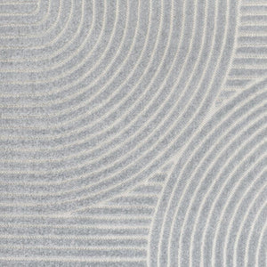 HomeRoots 8' Coastal-Inspired Light Blue & Cream Striped Area Rug for Indoor/Outdoor Use - Durable & Stylish! 703716