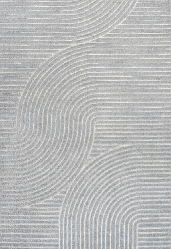 HomeRoots 8' Coastal-Inspired Light Blue & Cream Striped Area Rug for Indoor/Outdoor Use - Durable & Stylish! 703716