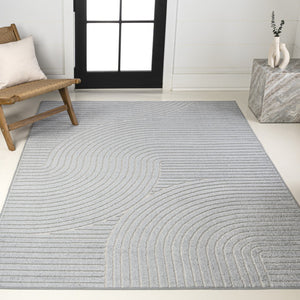 HomeRoots 8' Coastal-Inspired Light Blue & Cream Striped Area Rug for Indoor/Outdoor Use - Durable & Stylish! 703716