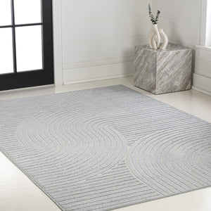 HomeRoots 8' Coastal-Inspired Light Blue & Cream Striped Area Rug for Indoor/Outdoor Use - Durable & Stylish! 703716
