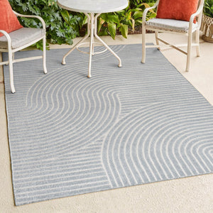HomeRoots 8' Coastal-Inspired Light Blue & Cream Striped Area Rug for Indoor/Outdoor Use - Durable & Stylish! 703716
