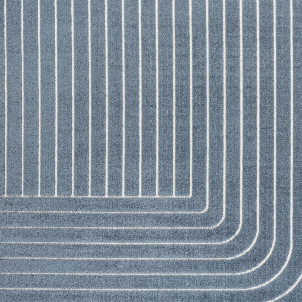 HomeRoots 8' Dark Blue and Cream Striped Area Rug - Versatile Indoor/Outdoor Design, Durable and Easy Care! 703717